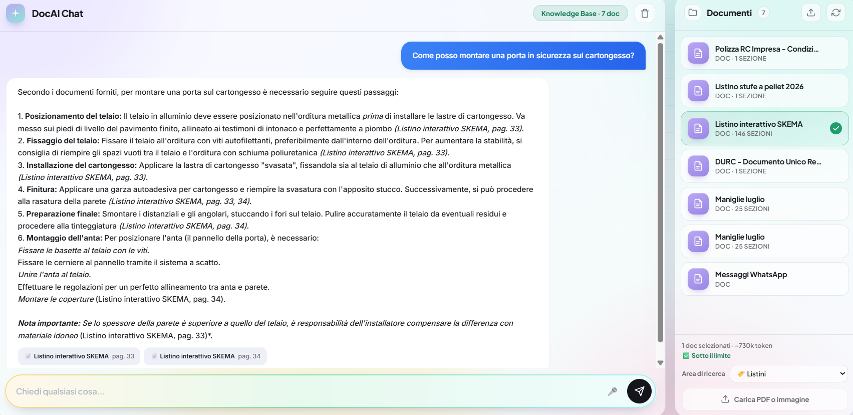 DocAI: chat che risponde prendendo le informazioni dai tuoi documenti